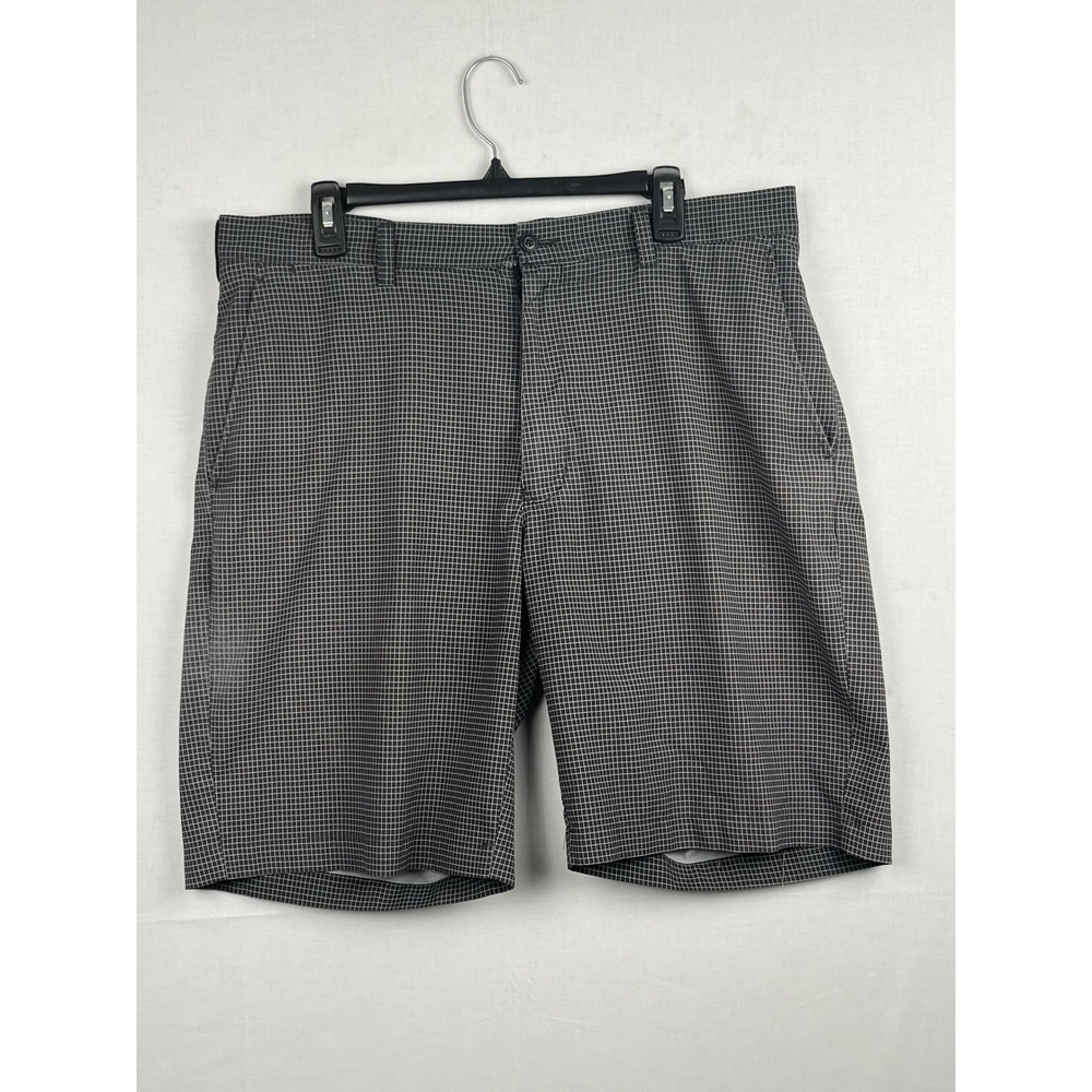 PGA Tour Golf Shorts Grid Pattern Stretch Size 36 Black White